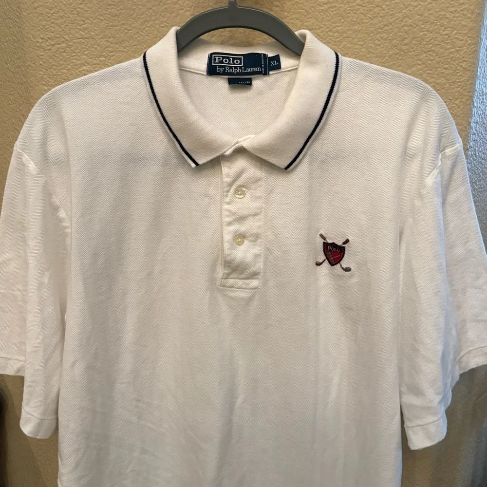Vintage Polo by Ralph Lauren Men White Embroidery Polo Shirt Size XL-Hong Kong